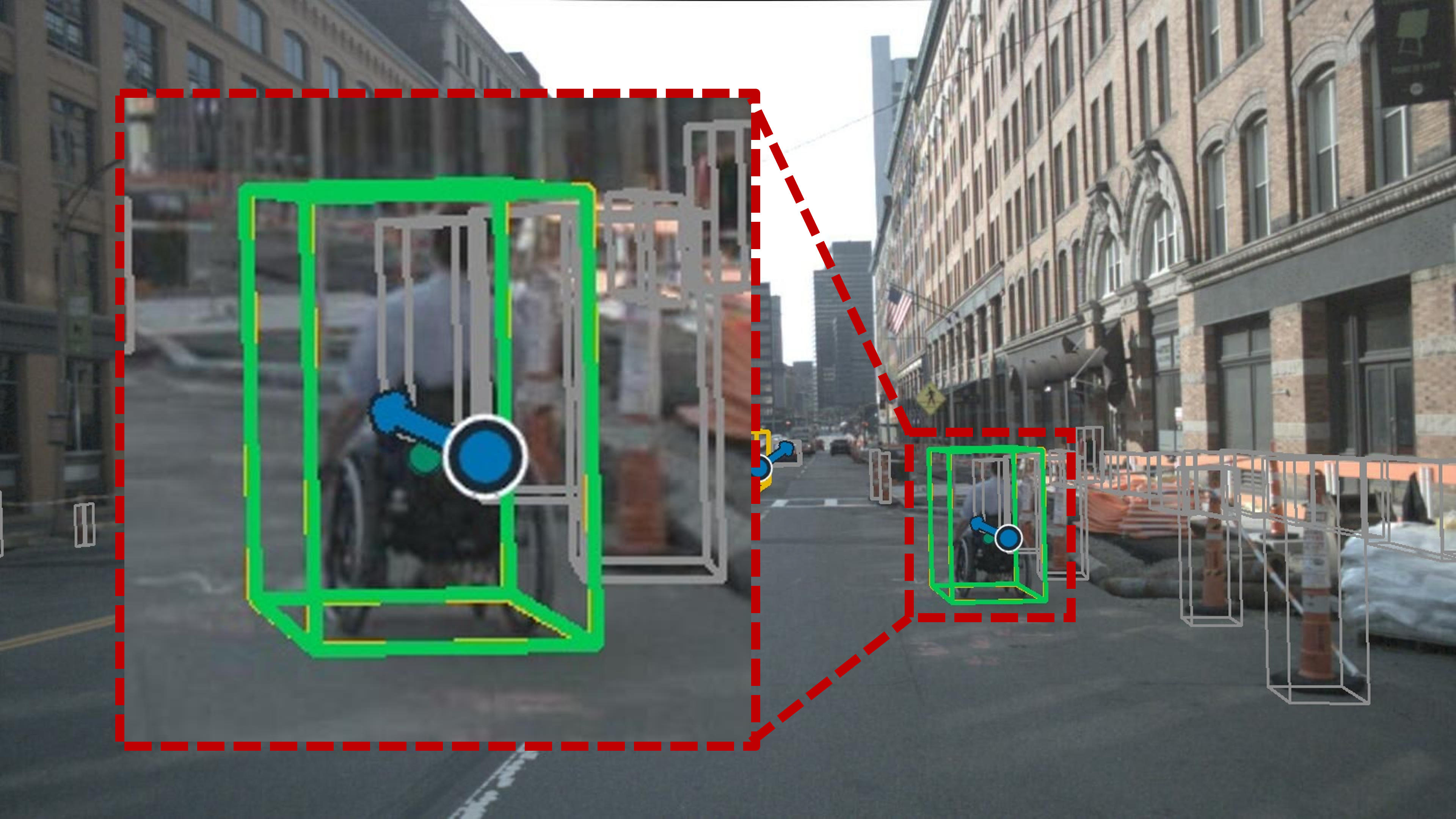 Frontal view of a powered wheelchair user detected by PART.