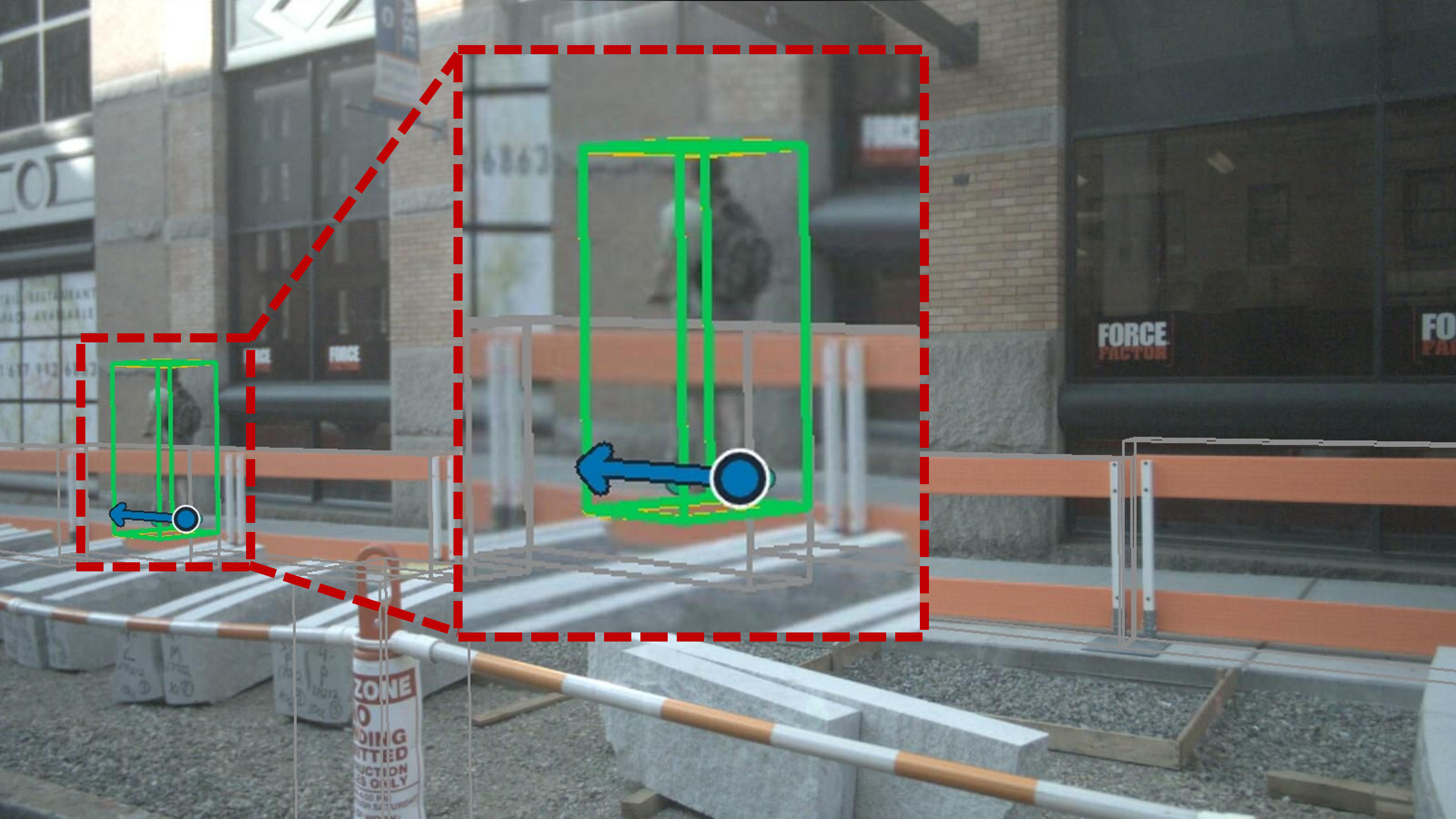 Personal-mobility rider behind a guardrail detected by PART.